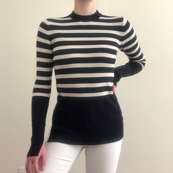 Everlane The Breton Ribbed Sweater Navy White Stripe Cotton - Picture 2 of 9
